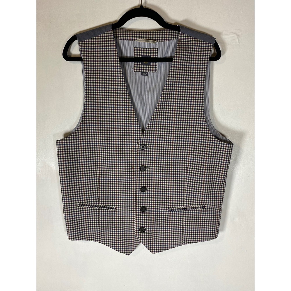 Wallin & Bros 100% Wool Micro Gingham Suit Vest Waistcoat Men's Medium Preppy